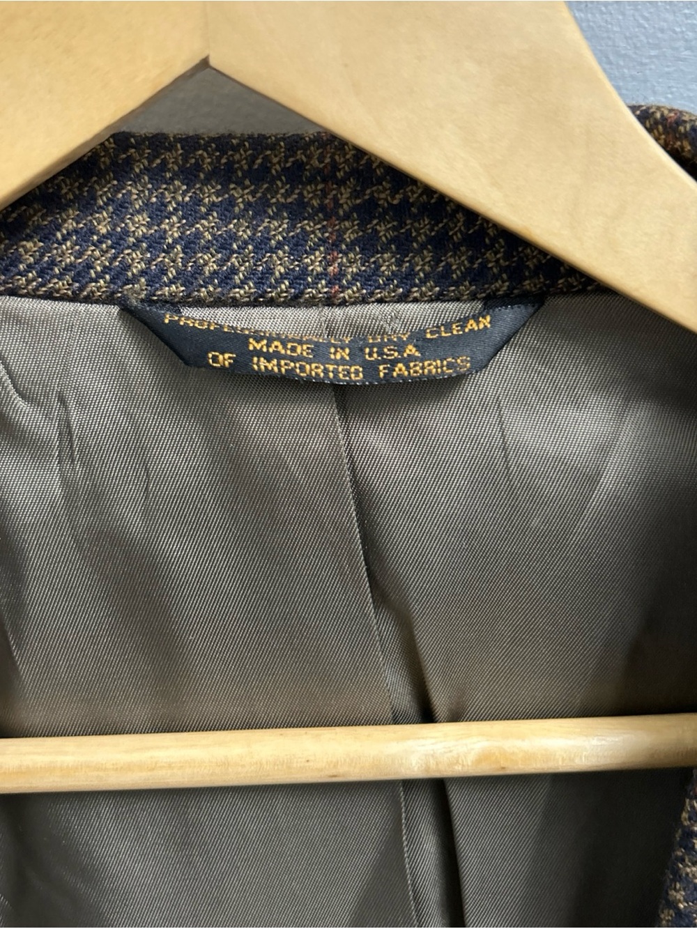 VTG Kingsridge Imperial Sport Coat Blazer Brown Houndstooth Plaid USA Men’s 44S - Picture 6 of 13